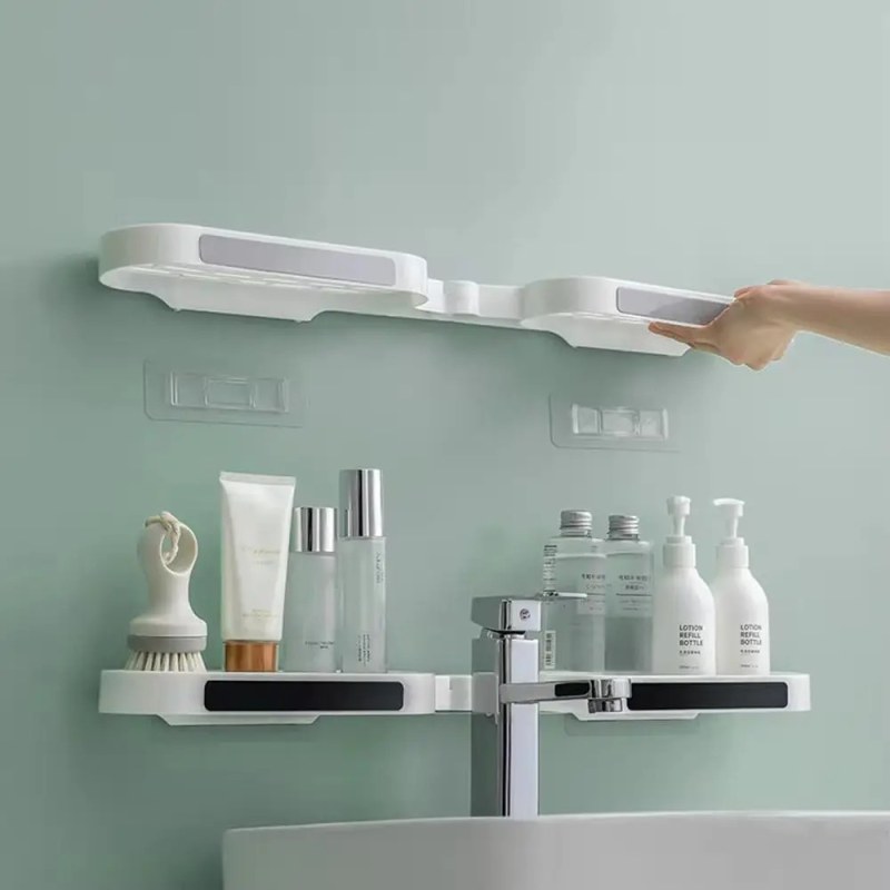  180 Degree Corner Rotating Wall-mounted Bathroom Organizer Storage Rack